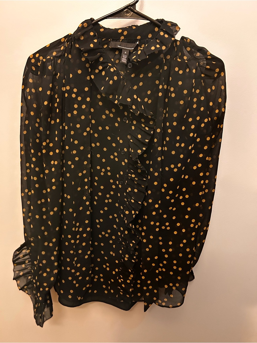White House black market Ruffle Polka Dot Sheer Blouse - Women
